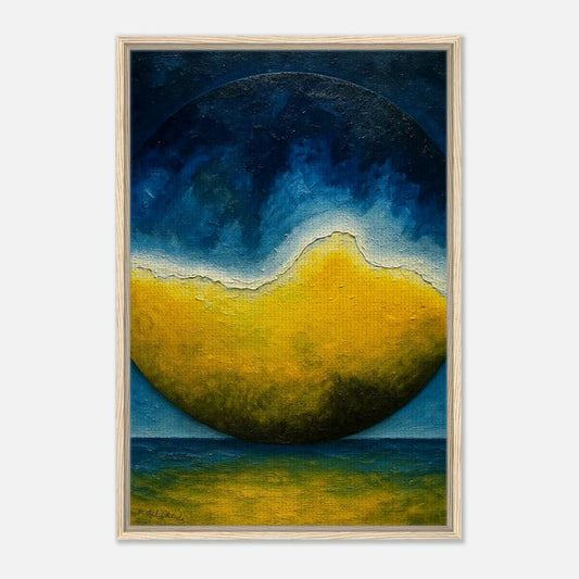 Ecliptic Horizon – Limited Edition Framed Canvas Print by Michel L’Artiste, cosmic ocean-inspired abstract art 