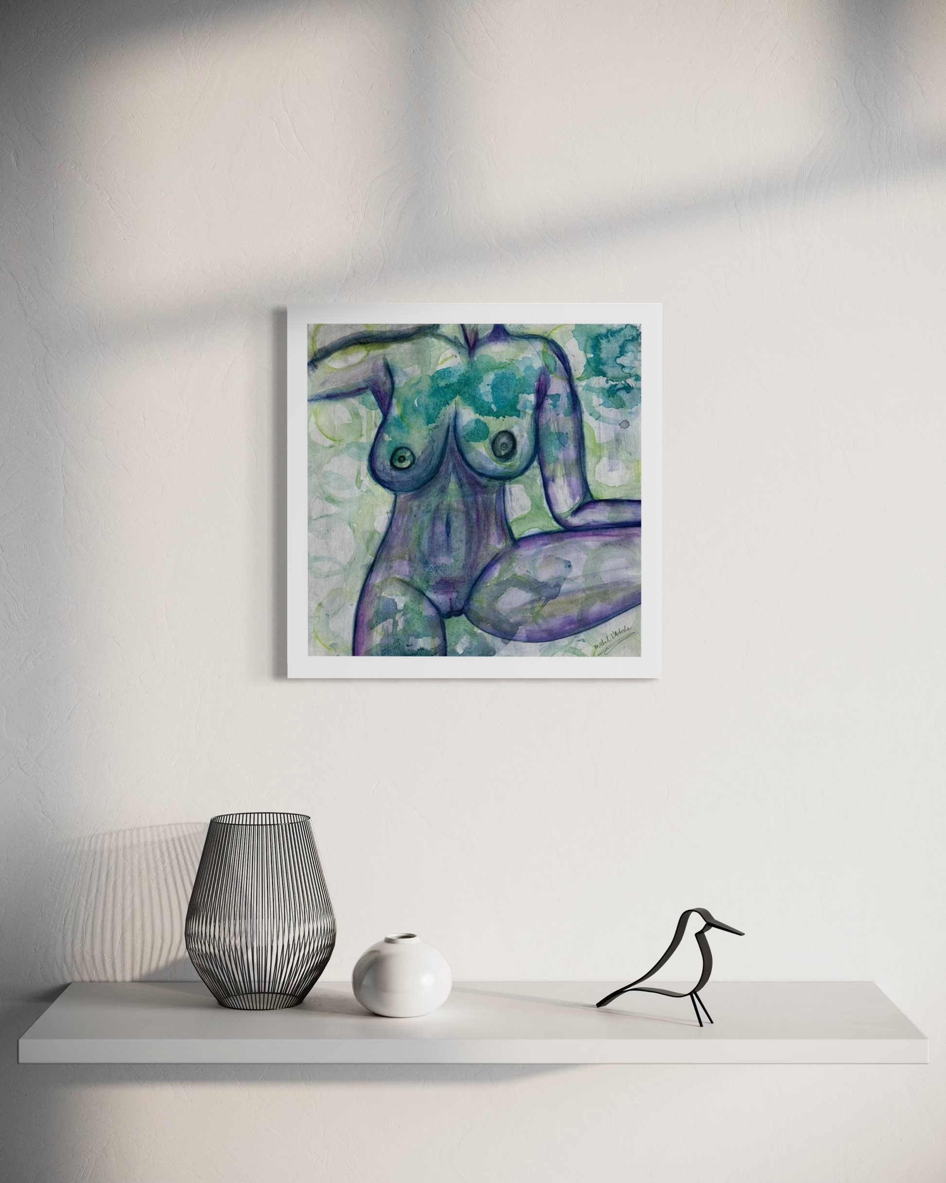 Ocean inspired feminine artwork Silk After Midnight by contemporary artist Michel L’Artiste