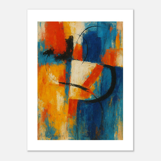 Pulse of Abstraction limited edition fine art print by Michel L’Artiste – bold orange and blue abstract artwork